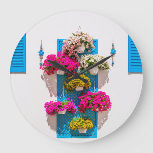 Ethnic Floral: Garden Wall Large Clock