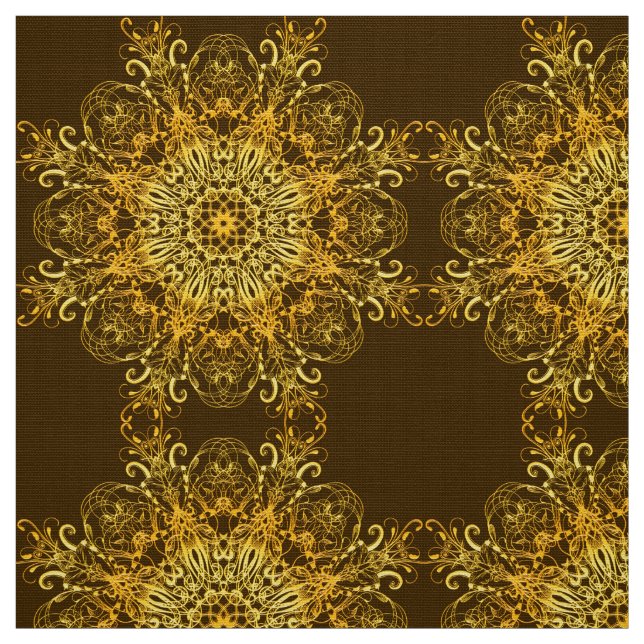 ethnic floral golden pattern fabric (Swatch)