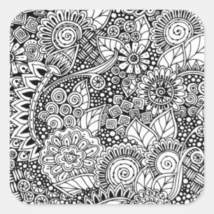 Ethnic Floral Inspired Square Sticker