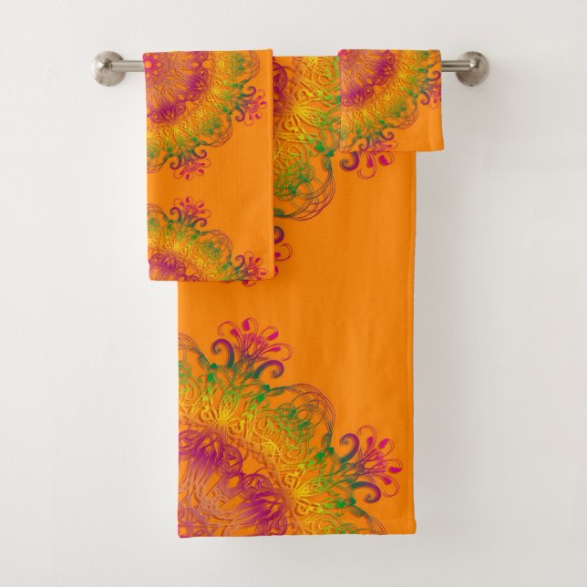 Ethnic floral mandala. bath towel set (Insitu)