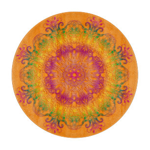 Ethnic floral mandala. cutting board