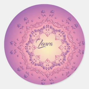 Ethnic floral mandala. Floral Crown       Classic Round Sticker