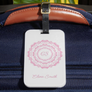 Ethnic floral mandala. Floral Crown Luggage Tag