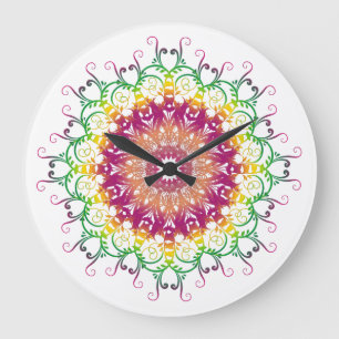 Ethnic floral mandala. large clock