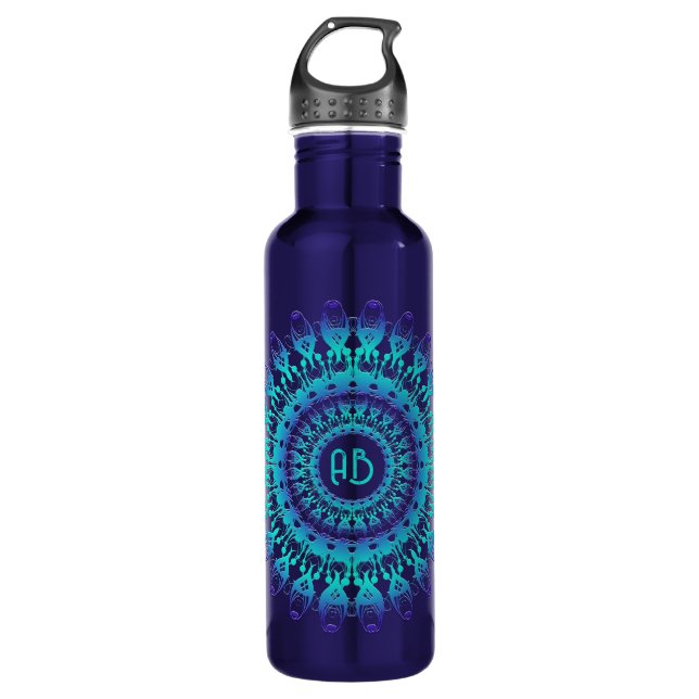 Ethnic floral mandala.monogram 710 ml water bottle (Front)