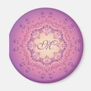 Ethnic floral mandala. Monogram. Magnet