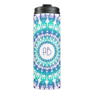 Ethnic floral mandala.monogram thermal tumbler