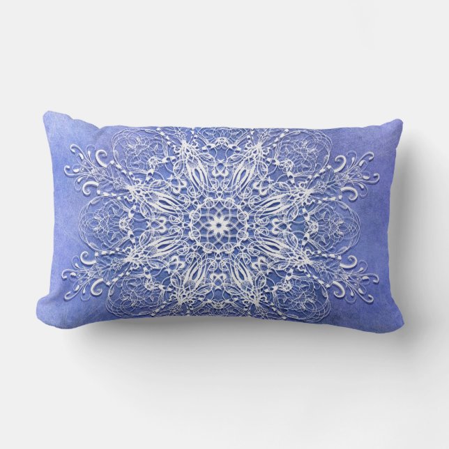 ethnic floral mandala on grunge background lumbar cushion (Front)