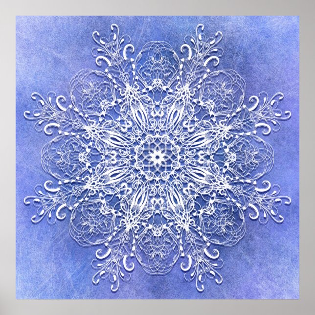 Ethnic floral mandala on grunge background. poster (Front)