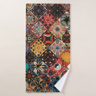 Ethnic floral mandala seamless pattern. Colourful  Bath Towel