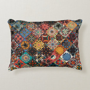 Ethnic floral mandala seamless pattern. Colourful Decorative Cushion