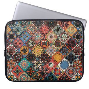 Ethnic floral mandala seamless pattern. Colourful  Laptop Sleeve