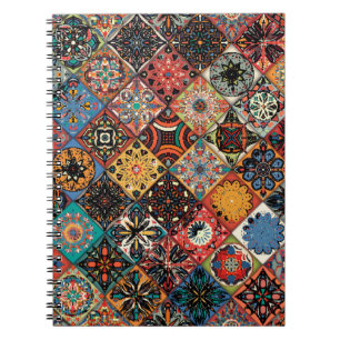 Ethnic floral mandala seamless pattern. Colourful Notebook