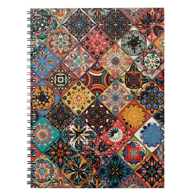 Ethnic floral mandala seamless pattern. Colourful  Notebook (Front)