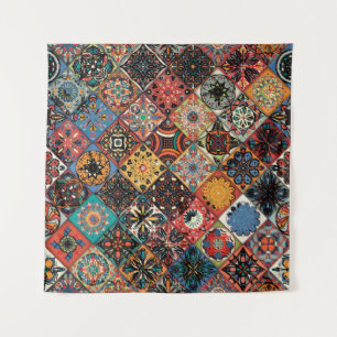 Ethnic floral mandala seamless pattern. Colourful Tapestry