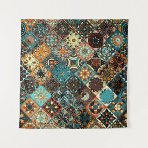 Ethnic floral mandala seamless pattern. Colourful  Tapestry