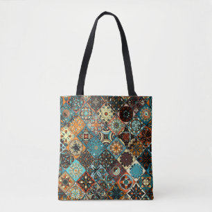 Ethnic floral mandala seamless pattern. Colourful Tote Bag