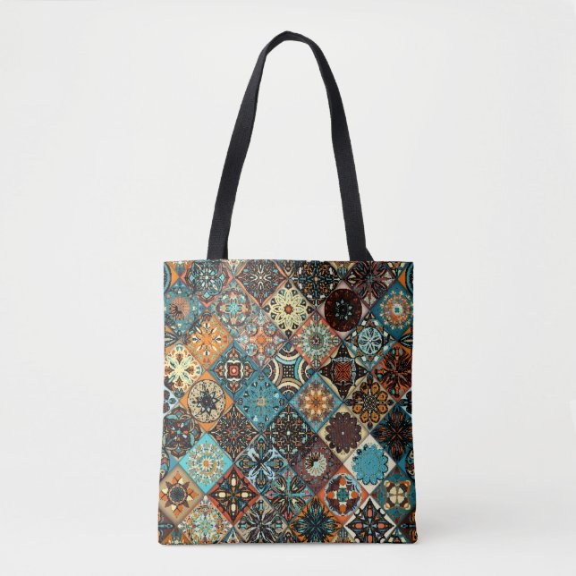Ethnic floral mandala seamless pattern. Colourful  Tote Bag (Front)