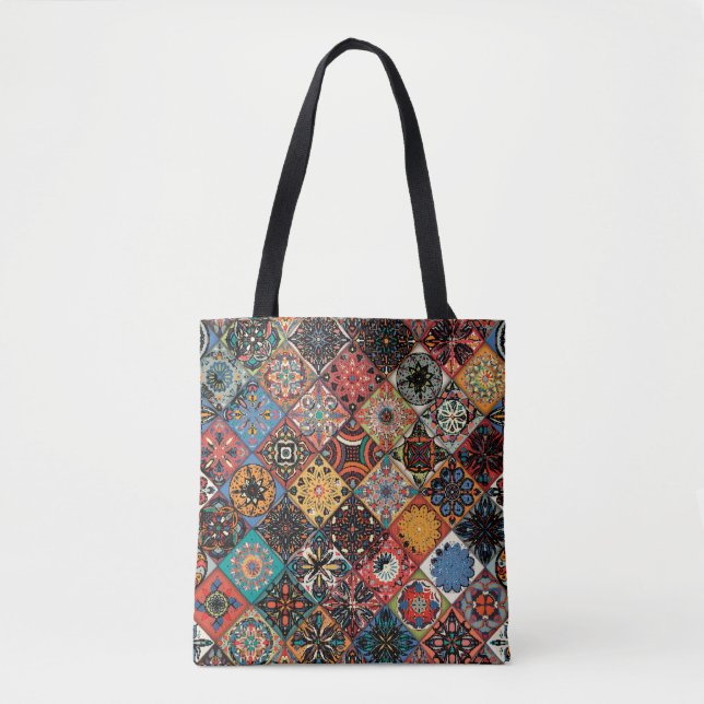 Ethnic floral mandala seamless pattern. Colourful  Tote Bag (Front)