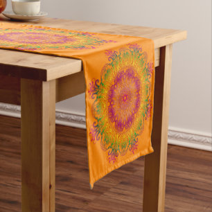 Ethnic floral mandala. short table runner