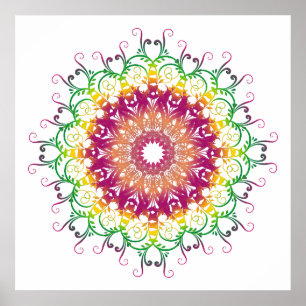 ethnic floral multicolor mandala. poster