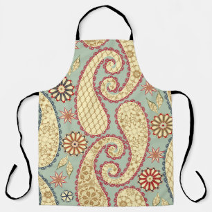 Ethnic floral, paisley vintage style. apron