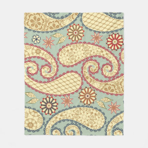 Ethnic floral, paisley vintage style. fleece blanket