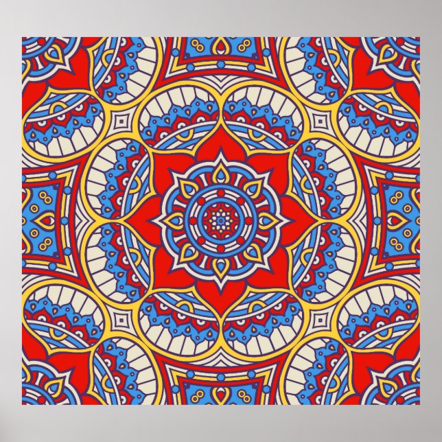 Ethnic floral, seamless bohemian pattern. poster (Front)