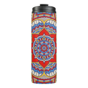 Ethnic floral, seamless bohemian pattern. thermal tumbler