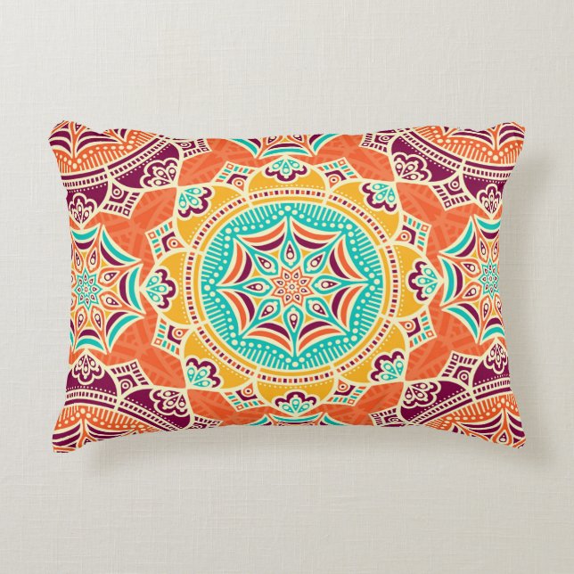 Ethnic floral seamless pattern decorative cushion (Front)