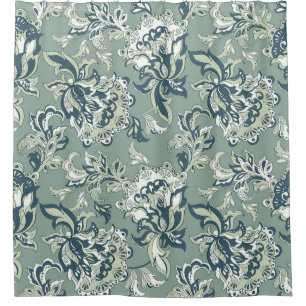 ethnic floral seamless pattern. folkloric batik or shower curtain