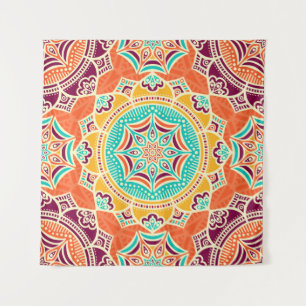 Ethnic floral seamless pattern tapestry