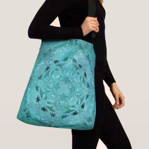 Ethnic floral turquoise grunge mandala crossbody bag