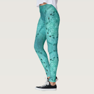 Ethnic floral turquoise grunge mandala leggings