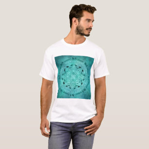 Ethnic floral turquoise grunge mandala T-Shirt