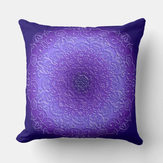 ethnic floral violet mandala cushion (Front)