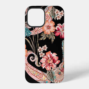 Ethnic flowers and leaves with paisley vintage ele iPhone 12 case