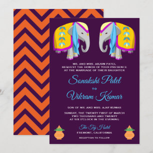 Ethnic Folk Art Elephant Indian Wedding Invitation