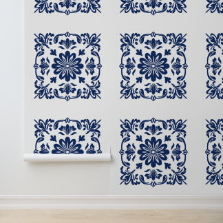 Ethnic folk ceramic tile in talavera style wallpaper