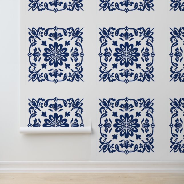 Ethnic folk ceramic tile in talavera style wallpaper (Application)