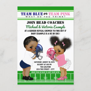 Ethnic Football Gender Reveal Baby Shower Invitation