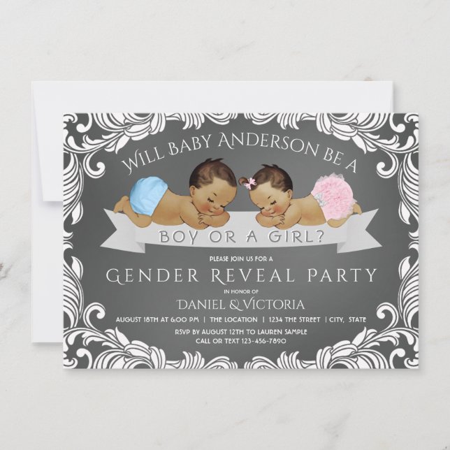 Ethnic Gender Reveal Baby Shower Invitation (Front)