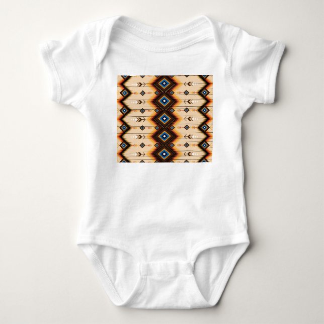 Ethnic geometric: abstract pattern design. baby bodysuit (Front)