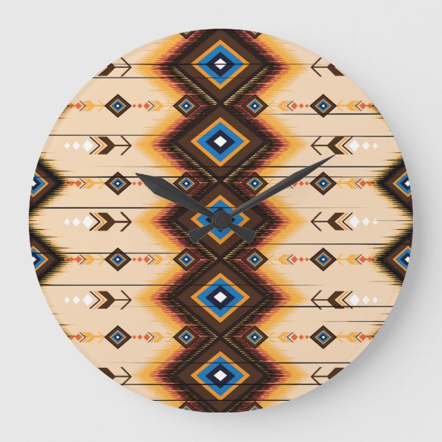 Ethnic geometric: abstract pattern design. large clock (Front)