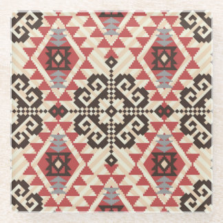 Ethnic Geometric: Abstract Seamless Glass Coaster
