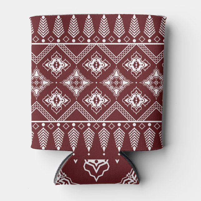 Ethnic Geometric Asian Style Pattern Can Cooler (Front)