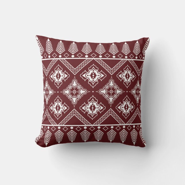 Ethnic Geometric Asian Style Pattern Cushion (Front)
