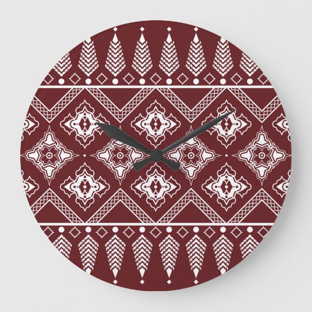 Ethnic Geometric Asian Style Pattern Large Clock (Front)