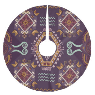 Ethnic Geometric Colourful Seamless Design Brushed Polyester Tree Skirt