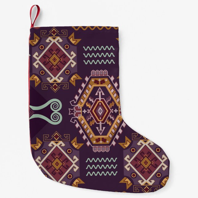 Ethnic Geometric Colourful Seamless Design Small Christmas Stocking (Front)
